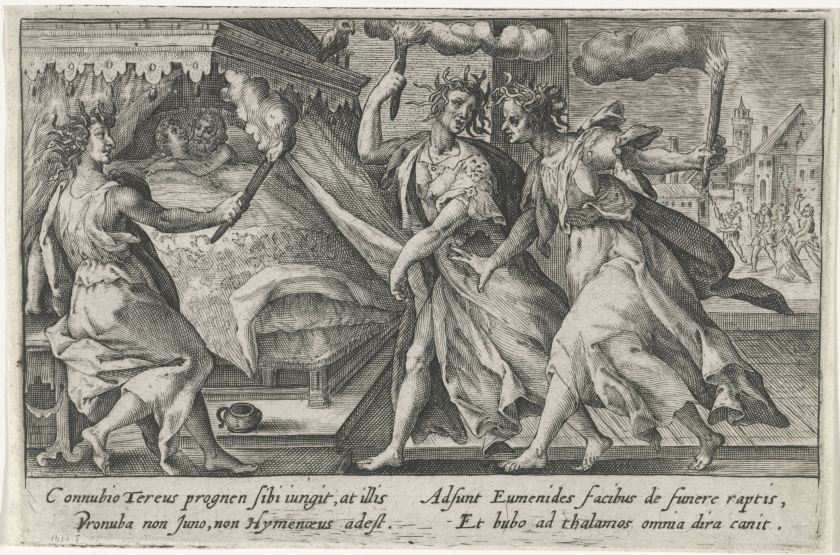 Furiën bij huwelijksnacht Tereus en Procne