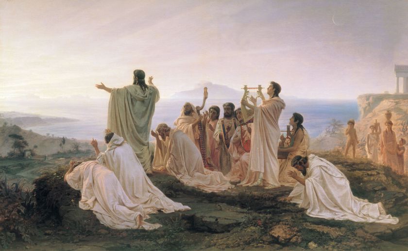 Fyodor Bronnikov, Pythagoreeërs vieren de zonsopgang, 1869